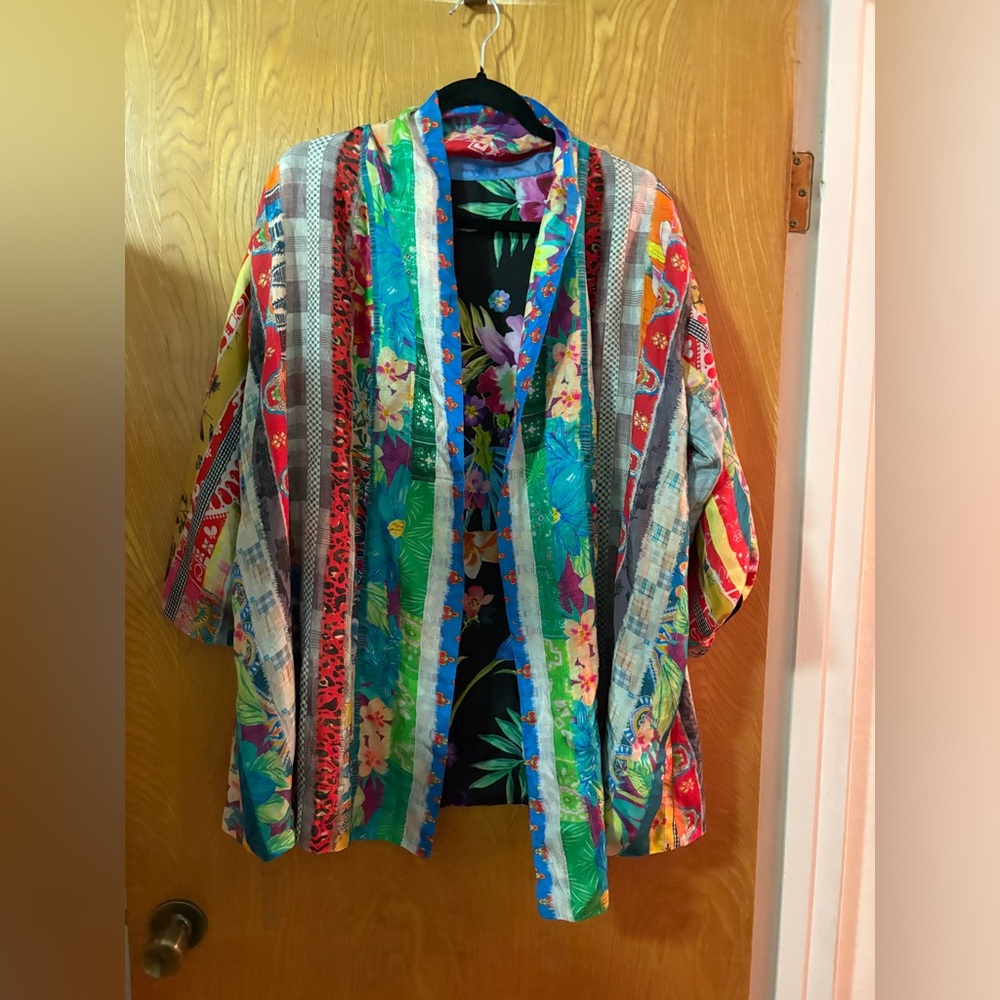 Johnny Was Friendship Anastasia Colorful Floral reversible Kimono Jacket M - Picture 7 of 13